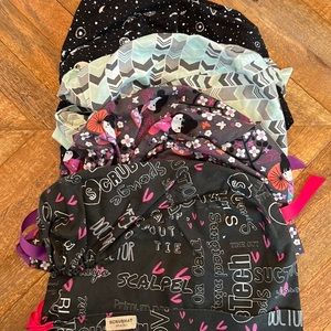 Four Scrub Hat Studio ponytail tie-back surgical caps 😷